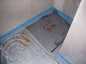 Fußbodenheizung Gäste-WC, Duschnische