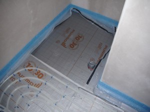 Fußbodenheizung Gäste-WC, Duschnische